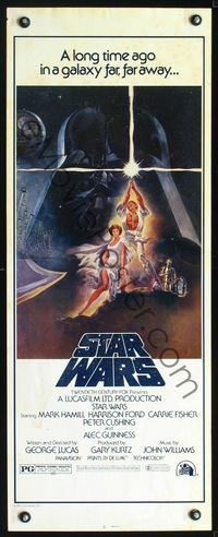 2o240 STAR WARS insert movie poster '77 George Lucas classic sci-fi epic, great art by Tom Jung!