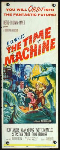 2o251 TIME MACHINE insert poster '60 H.G. Wells, George Pal, great Reynold Brown sci-fi artwork!