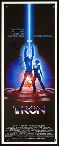 2o256 TRON insert movie poster '82 Walt Disney sci-fi, Jeff Bridges, cool special effects!
