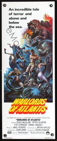 2o265 WARLORDS OF ATLANTIS insert poster '78 cool sci-fi artwork with monsters by Joseph Smith!
