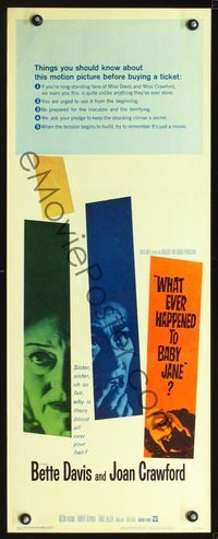 2o267 WHAT EVER HAPPENED TO BABY JANE? insert '62 Robert Aldrich, Bette Davis & Joan Crawford!