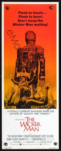 2o268 WICKER MAN insert poster '74 Christopher Lee, sexy naked Britt Ekland, cult horror classic!