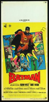 2o477 BATMAN Italian locandina poster '66 different art of masked hero Adam West by Enzo Nistri!