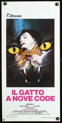 2o485 CAT O' NINE TAILS Italian locandina poster R70s Dario Argento's Il Gatto a Nove Code, cool art!
