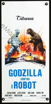 2o497 GODZILLA VS. BIONIC MONSTER Italian locandina poster '74 Gojira tai Mekagojira, Serafini art!