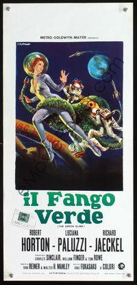 2o501 GREEN SLIME Italian locandina '69 classic cheesy sci-fi, art of sexy astronaut & monster!