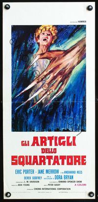2o502 HANDS OF THE RIPPER Italian locandina '71 cool art of his long bloody talons & victim!
