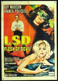 2o458 LSD FLESH OF DEVIL Italian export 1sh '67 LSD - La droga del secolo, classic sexy drug image!