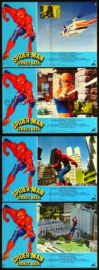 2o465 SPIDER-MAN STRIKES BACK 4 Italian photobustas '78 Marvel Comics, images of Hammond as Spidey!