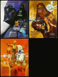 2o738 STAR WARS CHARACTER POSTER set of 3 Japanese '78 art of Vader, Chewbacca, Han Solo by Nichols!