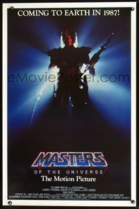 2o875 MASTERS OF THE UNIVERSE advance one-sheet '87 Dolph Lundgren as He-Man wielding sword & gun!