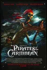 2o890 PIRATES OF THE CARIBBEAN advance DS 1sh '03 Curse of the Black Pearl, skeleton at the wheel!