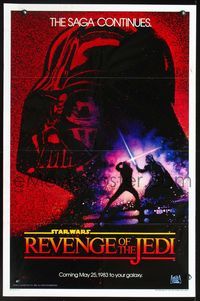 2o899 RETURN OF THE JEDI dated revenge teaser 1sh '83 George Lucas classic, Mark Hamill, Struzan art