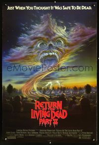 2o903 RETURN OF THE LIVING DEAD 2 one-sheet movie poster '88 cool skull in the clouds horror image!