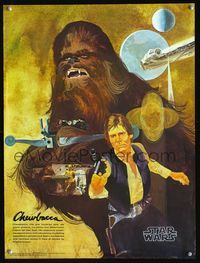 2o768 CHEWBACCA special 18x24 poster '77 Star Wars, cool Chewbacca & Han Solo art by Del Nichols!