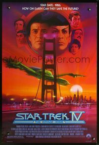 2o924 STAR TREK IV one-sheet poster '86 cool art of Leonard Nimoy & William Shatner by Bob Peak!