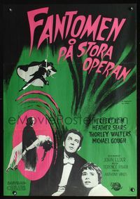 2o282 PHANTOM OF THE OPERA Swedish movie poster '62 Hammer horror, Herbert Lom, cool different art!