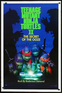 2o940 TEENAGE MUTANT NINJA TURTLES II DS teaser one-sheet movie poster '91 Secret of the Ooze!