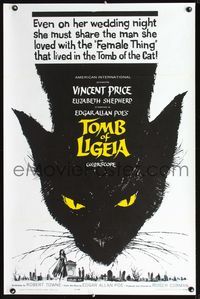 2o943 TOMB OF LIGEIA one-sheet poster '65 Vincent Price, Roger Corman, Edgar Allan Poe, cat artwork!