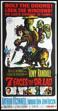 2p095 7 FACES OF DR. LAO 3sheet '64 great art of Tony Randall's personalities by Joseph Smith!