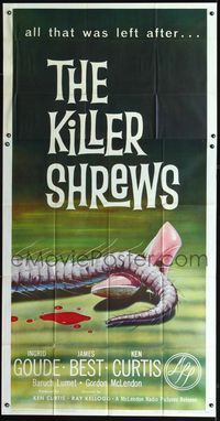 2p116 KILLER SHREWS three-sheet poster '59 classic horror art of all that was left after the attack!