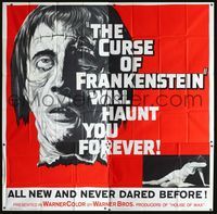 2p089 CURSE OF FRANKENSTEIN six-sheet '57 Peter Cushing, cool enormous close up monster artwork!