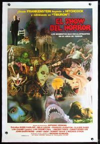 2p041 HORROR SHOW linen Argentinean '80 great art of Lugosi, Hitchcock, Karloff, Chris Lee & more!