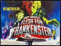 2p172 ANDY WARHOL'S FRANKENSTEIN British quad '74 Flesh for Frankenstein, fantastic horror art!