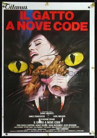 2p223 CAT O' NINE TAILS Italian 1p '71 Il Gatto a Nove Code, Dario Argento, best art by P. Franco!