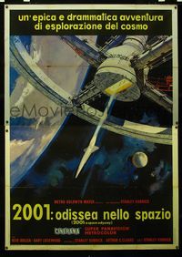 2p251 2001: A SPACE ODYSSEY Cinerama Italian 2p '68 Kubrick, cool art of space wheel by Bob McCall!
