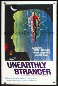 2p029 UNEARTHLY STRANGER linen 1sh '64 cool art of weird macabre unseen thing out of time & space!