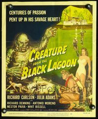 2p153 CREATURE FROM THE BLACK LAGOON WC '54 2-D, great artwork image of monster & scuba divers!
