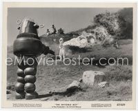 2q314 INVISIBLE BOY 8x10 '57 great image of Robby the Robot being attacked by tank & flamethrower!