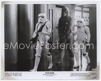 2q331 STAR WARS 8x10 movie still '77 close up of prisoner Chewbacca escorted by storm troopers!