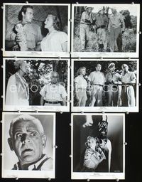 2q476 VOODOO ISLAND 6 8x10s '57 Boris Karloff, Beverly Tyler, voodoo doll, and guy in wacky mask!