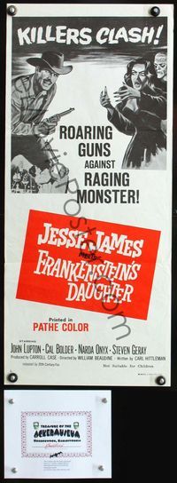 2q178 JESSE JAMES MEETS FRANKENSTEIN'S DAUGHTER Aust daybill '70s roaring guns vs raging monster!