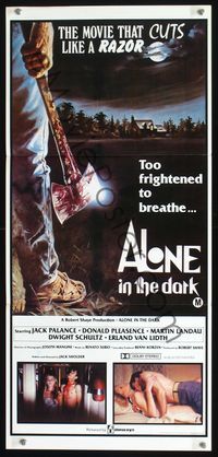 2q110 ALONE IN THE DARK Aust daybill '83 the movie that cuts like a razor, great axe murderer art!