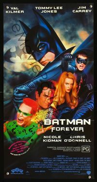 2q115 BATMAN FOREVER Australian daybill '95 Val Kilmer, Nicole Kidman, Tommy Lee Jones, Jim Carrey