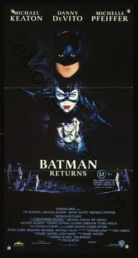 2q116 BATMAN RETURNS Australian daybill poster '92 Michael Keaton, Danny DeVito, Michelle Pfeiffer