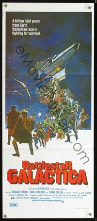 2q117 BATTLESTAR GALACTICA Australian daybill '78 great sci-fi montage art by Robert Tanenbaum!