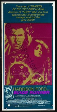 2q119 BLADE RUNNER Aust daybill '82 Ridley Scott sci-fi classic, different image of Harrison Ford!