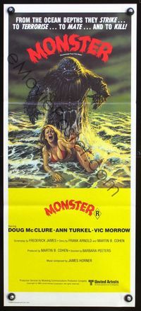 2q173 HUMANOIDS FROM THE DEEP Australian daybill poster '80 classic sexy horror artwork, Monster!