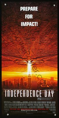 2q175 INDEPENDENCE DAY Aust daybill '96 great image of enormous alien ship over New York City!