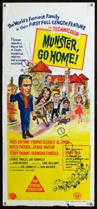 2q196 MUNSTER GO HOME Australian daybill '66 Fred Gwynne, Yvonne De Carlo, Al Lewis, Butch Patrick