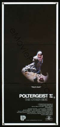 2q211 POLTERGEIST II Aust daybill '86 The Other Side, creepy image of little girl on toy phone!