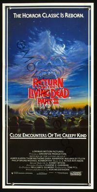 2q219 RETURN OF THE LIVING DEAD 2 Aust daybill '88 close encounters of the creepy kind, cool art!