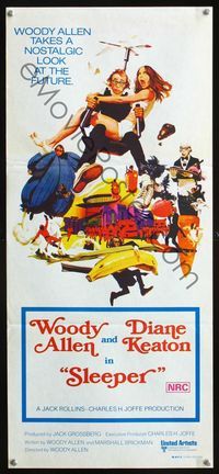 2q227 SLEEPER Australian daybill '74 Woody Allen, Diane Keaton, wacky futuristic sci-fi comedy!