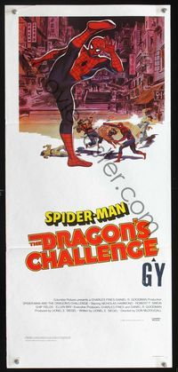 2q230 SPIDER-MAN: THE DRAGON'S CHALLENGE Aust daybill '80 art of Nick Hammond as Spidey by Graves!