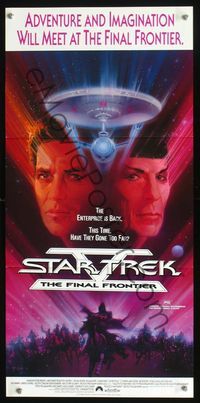 2q235 STAR TREK V Australian daybill '89 The Final Frontier, art of Shatner & Nimoy by Bob Peak!