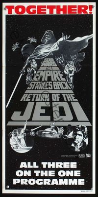 2q238 STAR WARS TRILOGY Aust daybill '83 George Lucas, Empire Strikes Back, Return of the Jedi!